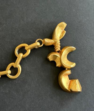 Line Vautrin Bespoken Large French Bronze Chatelain Link Brooch Line Vautrin