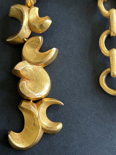 Line Vautrin Bespoken Large French Bronze Chatelain Link Brooch Line Vautrin