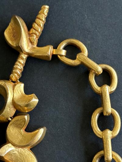 Line Vautrin Bespoken Large French Bronze Chatelain Link Brooch Line Vautrin
