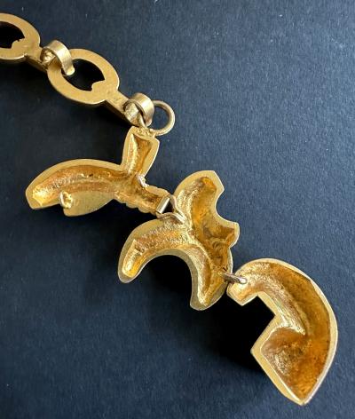 Line Vautrin Bespoken Large French Bronze Chatelain Link Brooch Line Vautrin