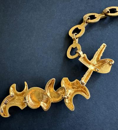 Line Vautrin Bespoken Large French Bronze Chatelain Link Brooch Line Vautrin