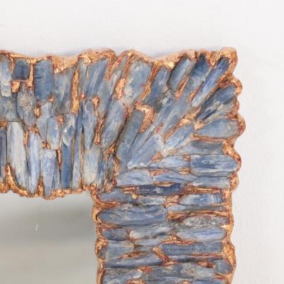 Line Vautrin Blue Kianyte gilt resin wall mirror in manner of Line Vautrin Contemporary 