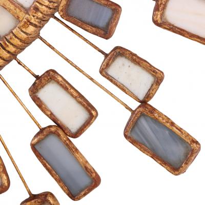Line Vautrin Blue and Cream Glass and Resin Convex Mirror in the Manner of Line Vautrin 