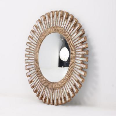 Line Vautrin Blue ripple glass and resin geometric form mirror in the manner of Line Vautrin 