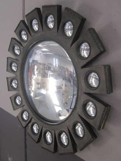 Line Vautrin Exquisite French Mid Century Modern Sunburst Mirror in Style of Line Vautrin