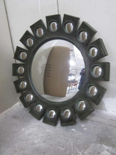 Line Vautrin Exquisite French Mid Century Modern Sunburst Mirror in Style of Line Vautrin