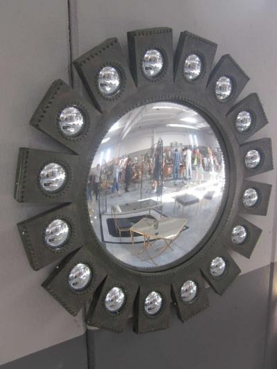 Line Vautrin Exquisite French Mid Century Modern Sunburst Mirror in Style of Line Vautrin