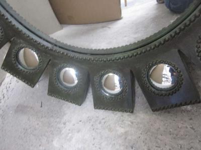 Line Vautrin Exquisite French Mid Century Modern Sunburst Mirror in Style of Line Vautrin