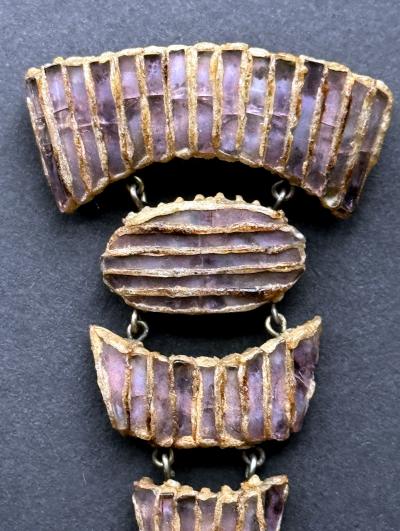 Line Vautrin French Articulate Talosel Brooch with Glass Inlay by Line Vautrin Branded