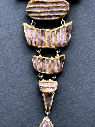Line Vautrin French Articulate Talosel Brooch with Glass Inlay by Line Vautrin Branded