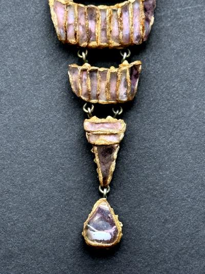 Line Vautrin French Articulate Talosel Brooch with Glass Inlay by Line Vautrin Branded