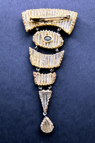 Line Vautrin French Articulate Talosel Brooch with Glass Inlay by Line Vautrin Branded