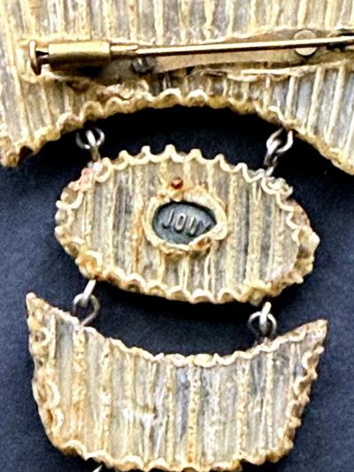 Line Vautrin French Articulate Talosel Brooch with Glass Inlay by Line Vautrin Branded