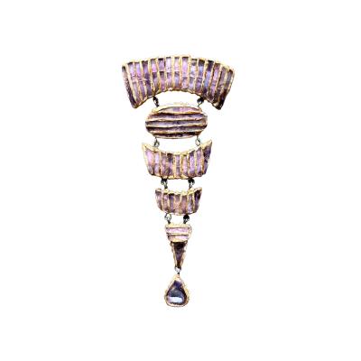 Line Vautrin French Articulate Talosel Brooch with Glass Inlay by Line Vautrin Branded