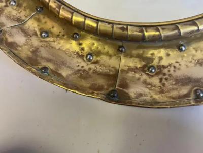 Line Vautrin French Mid Century Modern Craftsman Round Brass Copper Mirror Paris 1970