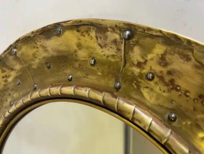 Line Vautrin French Mid Century Modern Craftsman Round Brass Copper Mirror Paris 1970