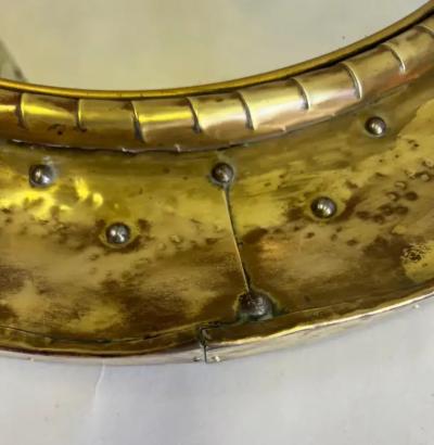 Line Vautrin French Mid Century Modern Craftsman Round Brass Copper Mirror Paris 1970