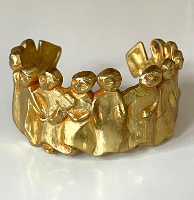 Line Vautrin French Sculptural Bronze Bracelet La Manif by Line Vautrin