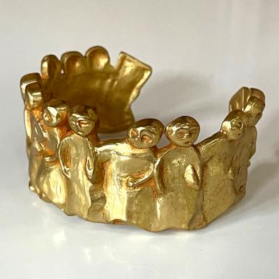 Line Vautrin French Sculptural Bronze Bracelet La Manif by Line Vautrin