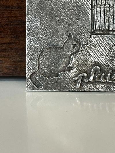 Line Vautrin French Silvered Bronze Paperweight Line Vautrin