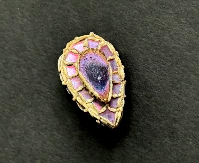 Line Vautrin French Talosel Brooch with Glass Inlay by Line Vautrin Branded