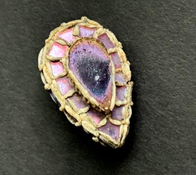 Line Vautrin French Talosel Brooch with Glass Inlay by Line Vautrin Branded