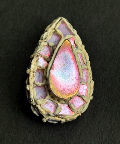 Line Vautrin French Talosel Brooch with Glass Inlay by Line Vautrin Branded