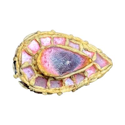 Line Vautrin French Talosel Brooch with Glass Inlay by Line Vautrin Branded