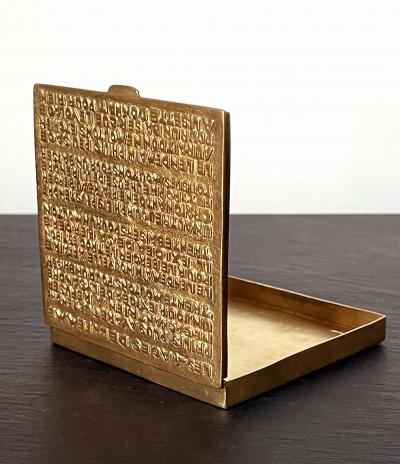 Line Vautrin Gilded Bronze Box with Poem by French Art Jeweler Line Vautrin