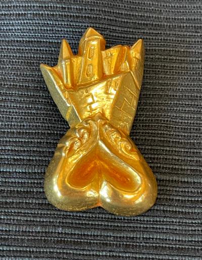 Line Vautrin Gilt Bronze Brooch Chateau en Espagne by Line Vautrin