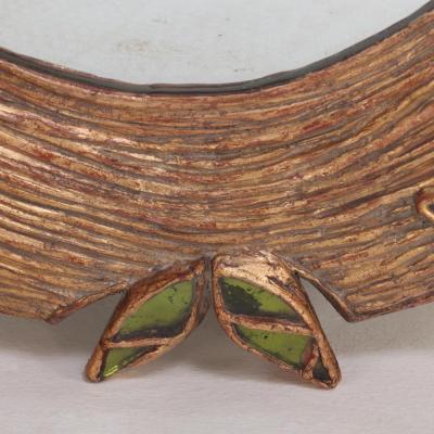 Line Vautrin Green glass and resin convex mirror in the manner of Line Vautrin Contemporary 