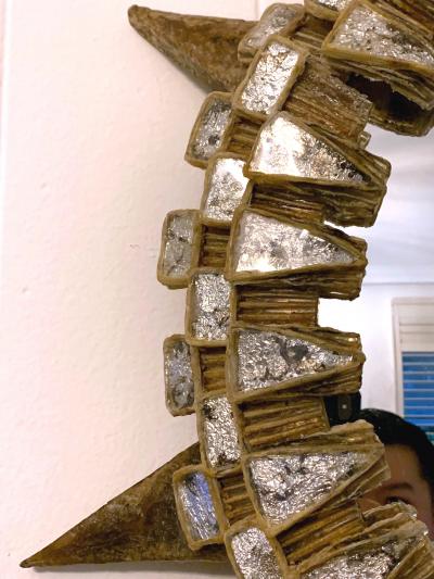 Line Vautrin Large French Tudor Wall Mirror by Line Vautrin