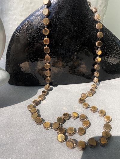 Line Vautrin Line Vautrin Gold Talosel Resin and Gold Mirror Double Necklace France c1960