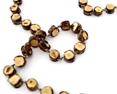 Line Vautrin Line Vautrin Gold Talosel Resin and Gold Mirror Double Necklace France c1960