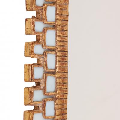 Line Vautrin Oval Gilt Resin and Blue Glass Mirror in the Manner of Line Vautrin