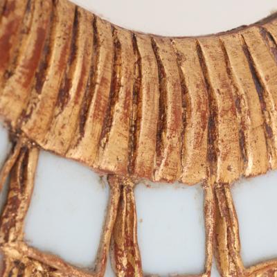 Line Vautrin Oval Gilt Resin and Blue Glass Mirror in the Manner of Line Vautrin