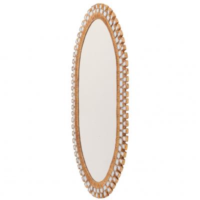 Line Vautrin Oval Gilt Resin and Blue Glass Mirror in the Manner of Line Vautrin
