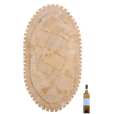 Line Vautrin Oval Gilt Resin and Blue Glass Mirror in the Manner of Line Vautrin