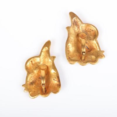 Line Vautrin Pair of Bronze and Enamel Earrings Line Vautrin