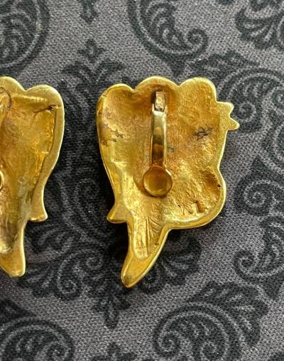 Line Vautrin Pair of Bronze and Enamel Earrings Line Vautrin