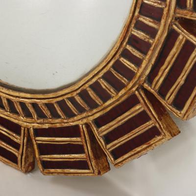 Line Vautrin Purple Glass Convex Mirror in manner of Vautrins Mazarin style Contemporary 