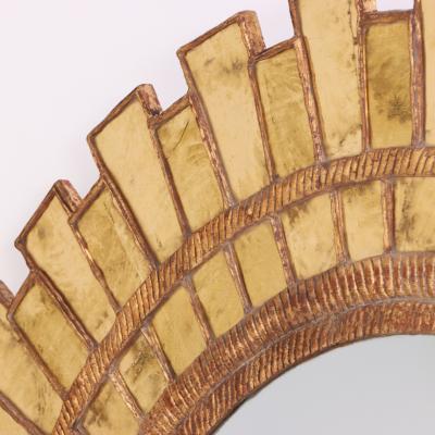 Line Vautrin Rare 59 gold gilt glass geometric mirror in the manner of Line Vautrin 