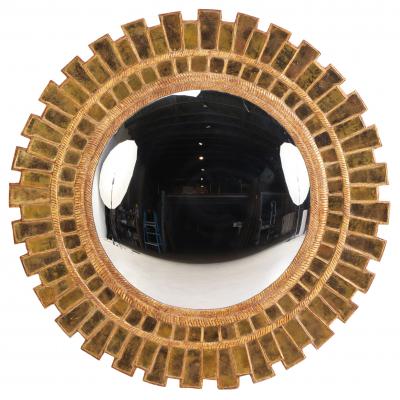 Line Vautrin Rare 59 gold gilt glass geometric mirror in the manner of Line Vautrin 