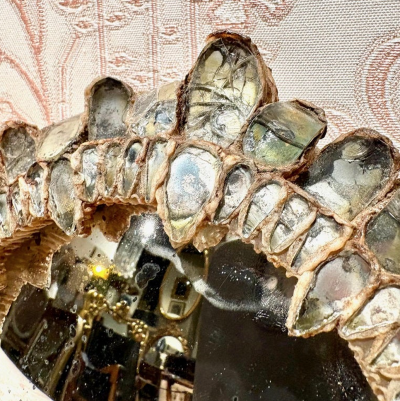 Line Vautrin Rare Mirrored Glass and Talosel Resin Gribiche Mirror by Line Vautrin