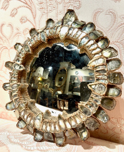 Line Vautrin Rare Mirrored Glass and Talosel Resin Gribiche Mirror by Line Vautrin