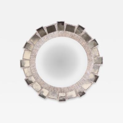 Line Vautrin Silver Gilt Resin Silver Leaf Glass Mazarin Style Convex Mirror 