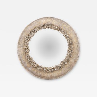 Line Vautrin Silvered Resin and Old Glass Convex Mirror in the Manner of Line Vautrin 