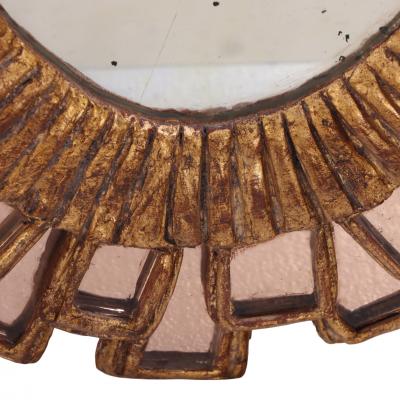 Line Vautrin Small Oval Gilt Resin and Pink Glass Mirror in the Manner of Line Vautrin