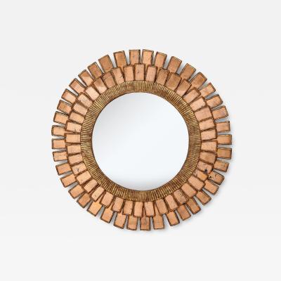 Line Vautrin Style Resin and Wood Sunburst Mirror