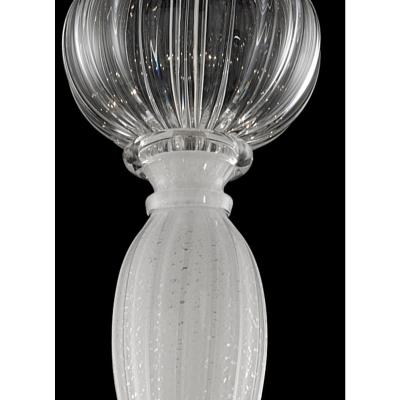 Linear Transparent and White With Silver Leaf Murano Glass Chandelier